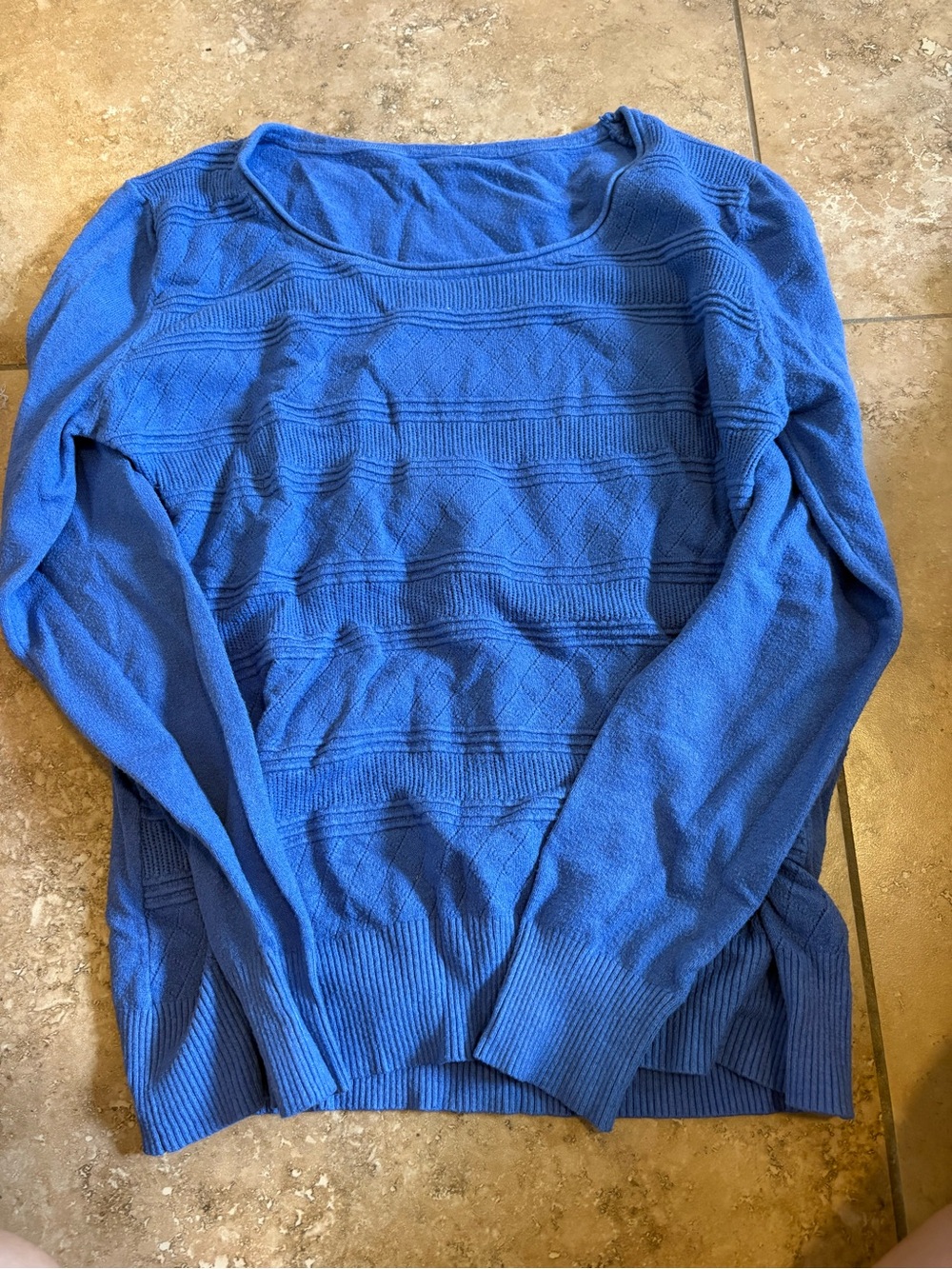 Women’s Blue Textured Crewneck Sweater
